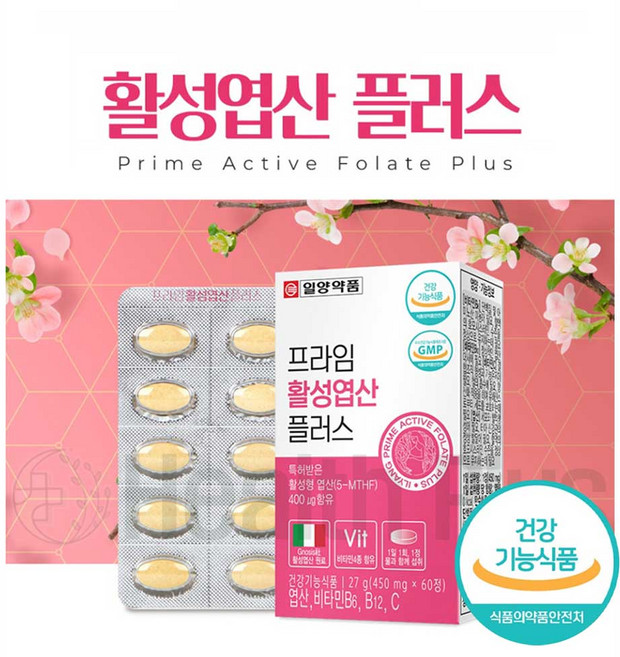 활성엽산 플러스 임산부 영양제 엽산제 4세대 활성엽산 400 활성형 엽산 효능 활성화엽산 5-MTHF 메틸엽산 비타민B 임신전 임신준비 여성 남성 개별포장 - 더하기몰 사은품증정, 1개, 60정