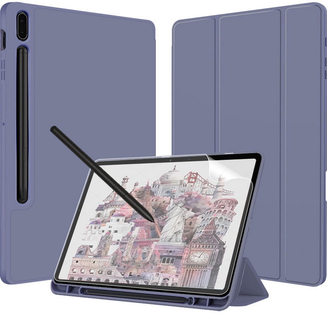 니하 갤럭시 탭 S펜 수납 케이스(종이질감 필름), 라벤더, 1개