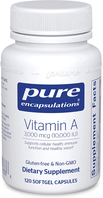Pure Encapsulations Vitamin A 퓨어 인캡슐레이션 비타민 10000IU 120소프트젤, 1개, 120정
