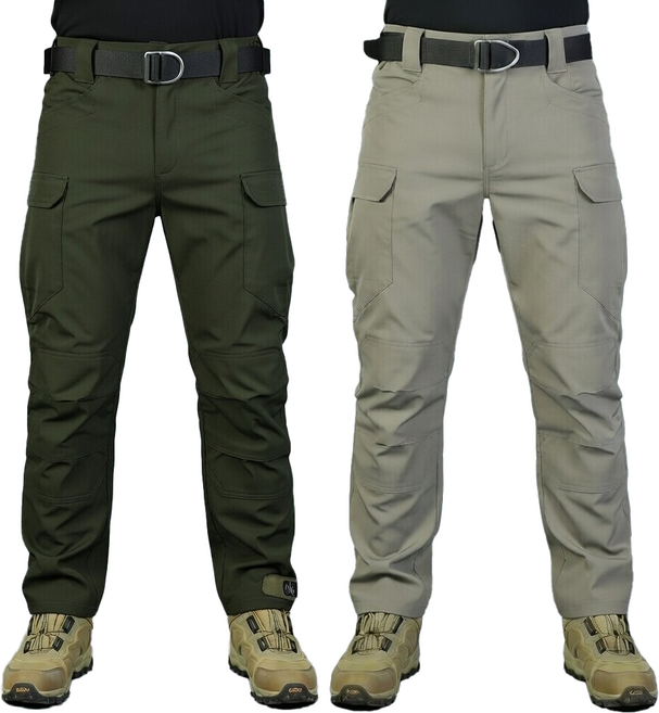 1+1 봄 여름 고급 스판 IX7 튼튼한 전술 바지 작업복 택티컬 등산 낚시 외출 춘추 전술복 작업, 베이지+카키(봄)