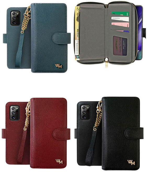 갤럭시 퀀텀5 A55 SM-A556S -블라잇-트릴- 천연가죽 체인 스트랩 지퍼 넉넉한 카드수납 지갑 다이어리형 휴대폰 케이스 세심한 디테일