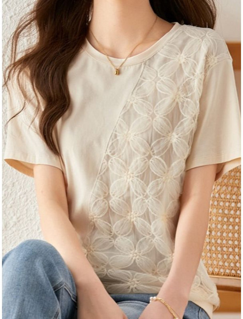 에이시크 오가 사선 무늬 반팔 티셔츠 C25BTS380