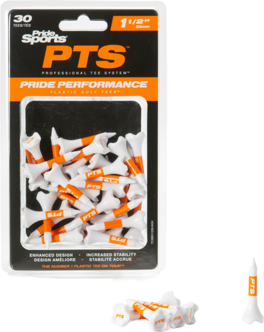 [프라이드 스포츠 정품] PTS 에볼루션 플라스틱 골프티 골프티꽂이 숏티 중티 롱롱티 기능성 골프티, 오렌지, 30개