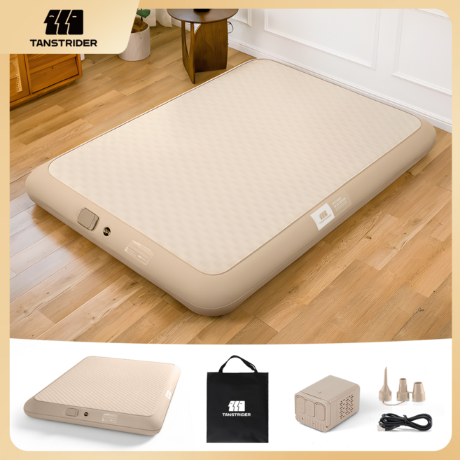 TANSTRIDER 최신상 에어텐셀침대 에어매트 내장형 단단한 매트리스 캠핑용 텐셀 냉감 에어매트 내장전동펌프 텐셀 냉감 매트리스 더블 퀸 캠핑 홈캠핑
