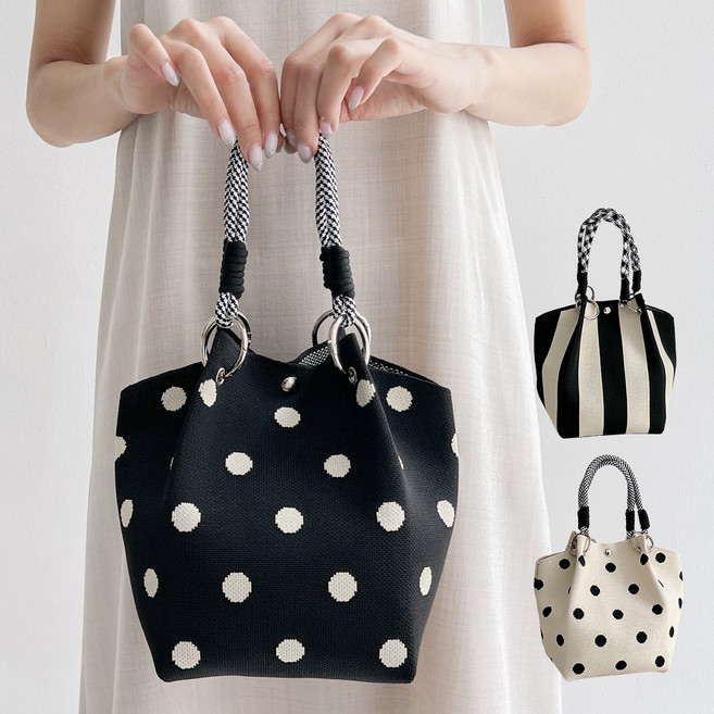 나나민 미니 사각 니트 토트백