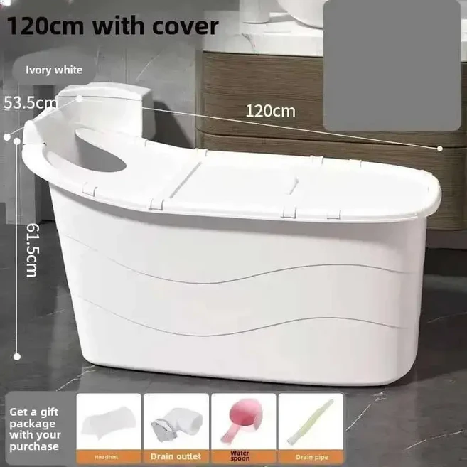 zHThickened 플라스틱 욕조 욕실용 창의적인 전신 착석형 휴대용 일본식 심플 디자인 호텔용, 23 white 1.2m B