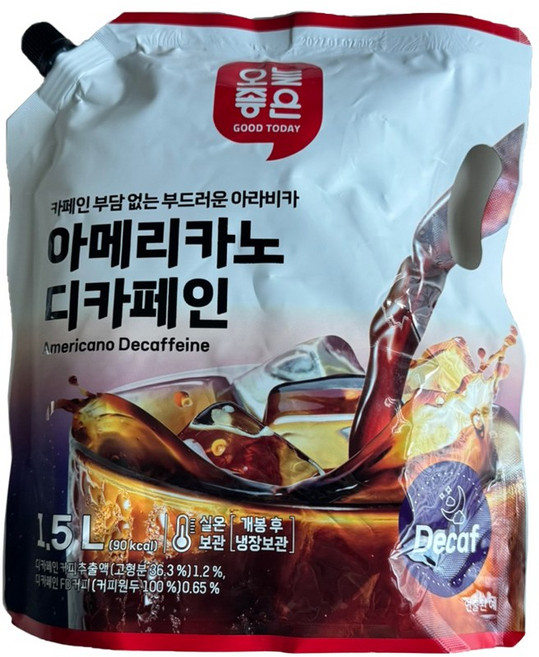 카페인이 부담없는 오늘좋은 아메리카노 디카페인 (1.5L, 4개, 1.5L