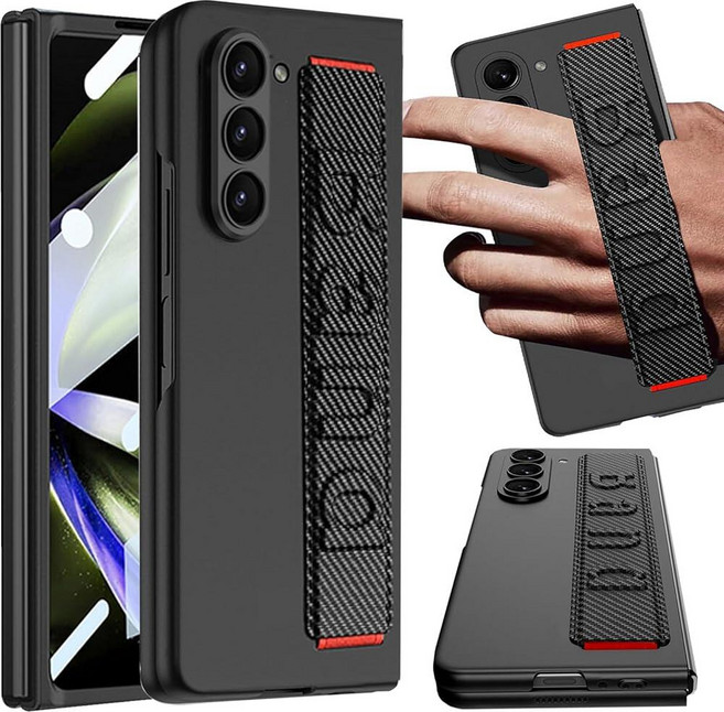NINKI 삼성 갤럭시 Z 폴드 7용 탄소 섬유 스트랩 커버 액정보호필름 충격 방지 풀 바디 보호 슬림 범퍼 갤럭시 Z Fold7 커버 손목 밴드 그립 남성용