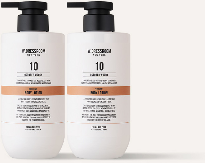 더블유드레스룸 퍼퓸 바디로션 No.10 옥토버우디 500ml 2개