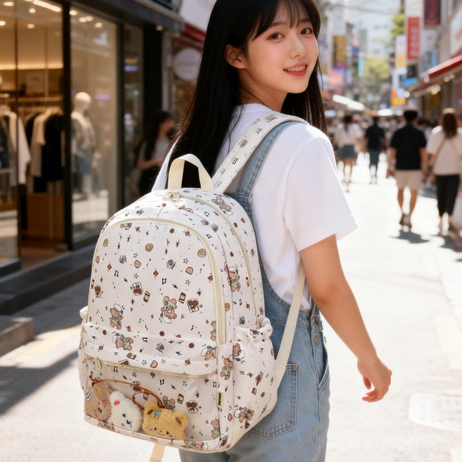 초경량 나일론 백팩 캐주얼하고 귀여운 디자인 학생용 백팩