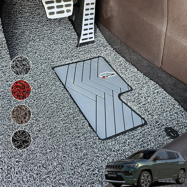 카루젠 지프 JEEP 전차종 일반 코일매트 운전석특화 전좌석 자동차바닥매트, 1열+2열, 브라운, JEEP캠퍼스(1세대)2011~