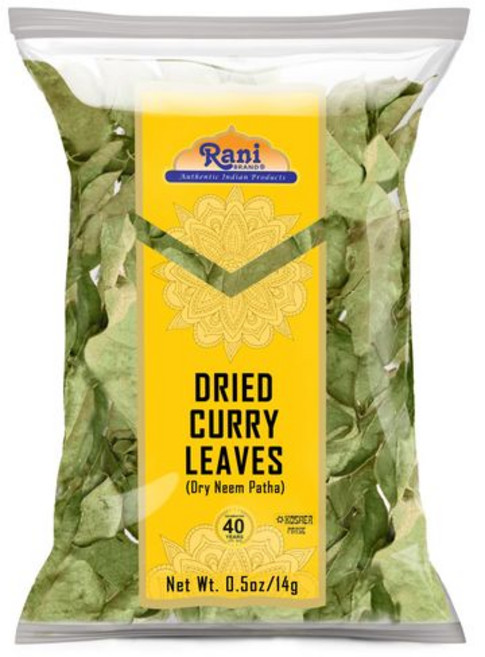 라니 건조 통 카레 잎 (카리 님 파타) 인도 향신료 0.5 Rani Dried Curry Whole Leaves (Kari Neem Patha) Indian Spice 0.5oz, N/A, 0.5온스(1팩)