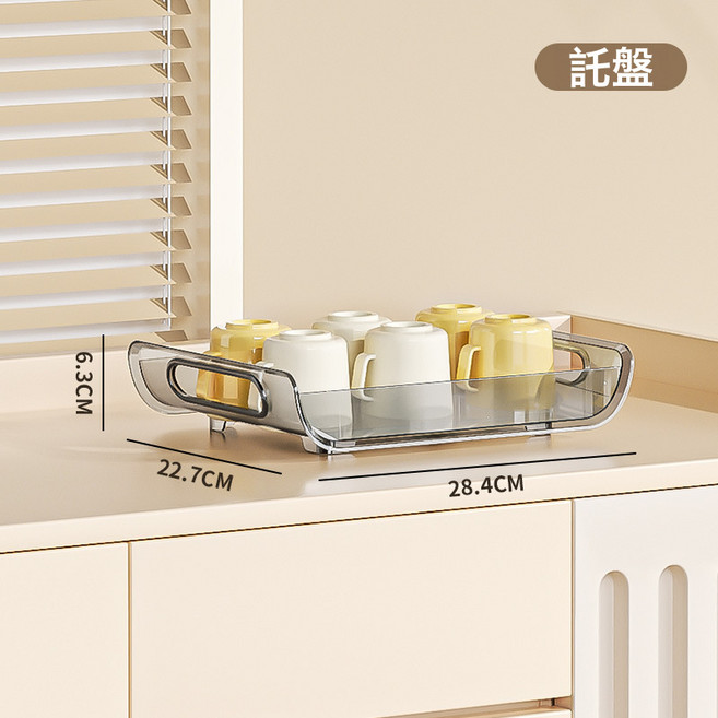 DFMEI 奶瓶杯子瀝水碗架寶寶嬰兒放水杯架餐具輔食工具收納箱防塵置物櫃, 1個, 全新升級·加厚透灰色頂部置物托盤:如圖