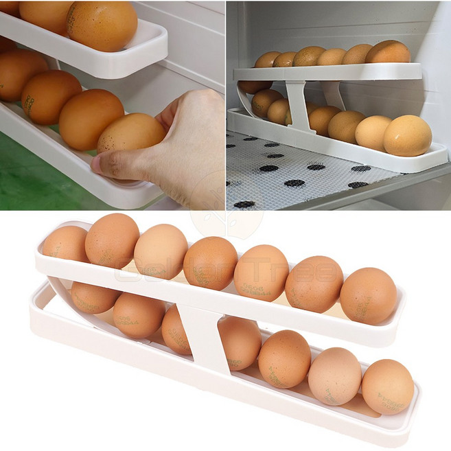 골든트리 조립식 일자형 2단 롤링 계란보관 케이스 슬라이딩 에그트레이 정리함, 1개