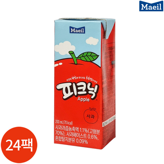 CL 매일 피크닉 사과 200ml x 24팩 건강음료 냉장주스 어린이음료 사과음료 과일주스