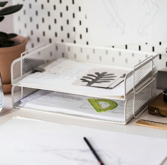 IKEA 서류보관함 철제보관함 서재인테리어 책정리함 책상정리 수납함 4 SET