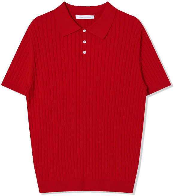 모룸 남자 파스텔 코튼 케이블 반팔 카라니트 M2231