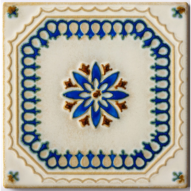 花磚 馬約利卡陶磚 Majolica Tiles 日本製 美濃燒 自黏壁磚 DIY馬賽克貼片 造型壁貼, 1個, 露卡, 露卡