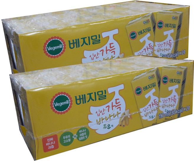 베지밀 입안가득 바나나 두유, 190ml, 48개