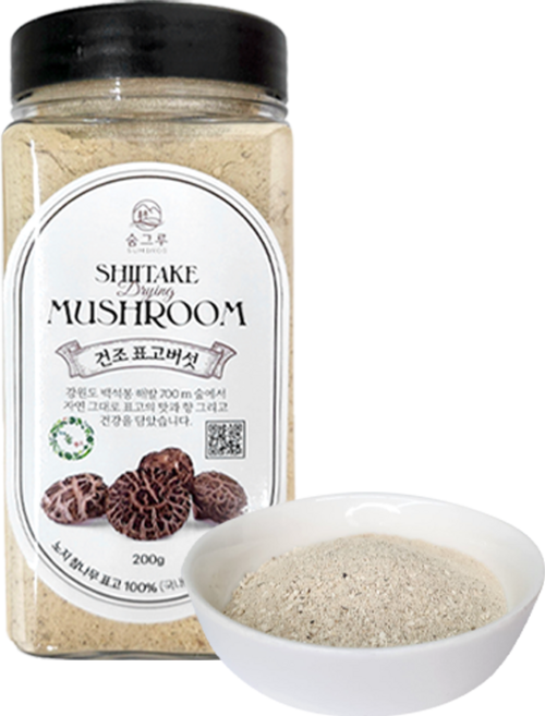 숨그루 국산 유기농 참나무 표고 버섯 분말 가루 천연 조미료 추석 명절 선물 세트 200 g 큰 입자 분말, 2개, 200g