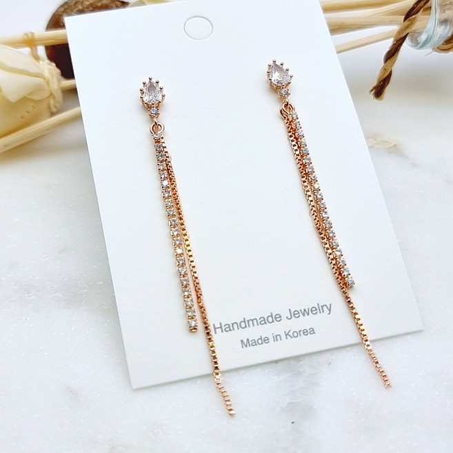 리얼99 샤르르 큐빅드롭 은침귀걸이 귀안뚫은 귀찌귀걸이