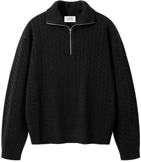 제타22 남녀공용 고급 워셔블 프리미엄 베이직 오버핏 꽈배기 케이블 반집업 카라 니트 [1865]