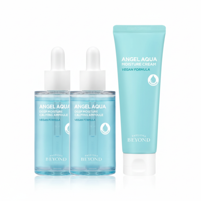 비욘드 엔젤아쿠아 수분가득진정앰플 더블(50mlX2+수분크림120ml)(비건), 2개, 50ml