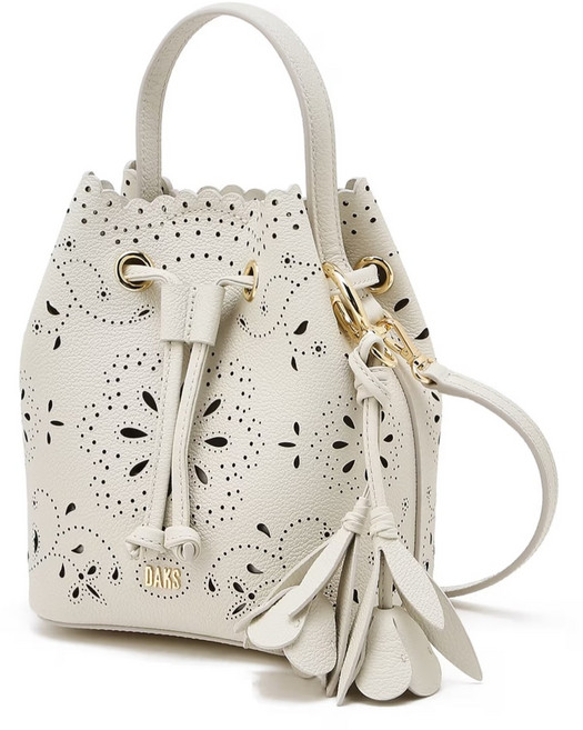 닥스 DCWA6E600IV MISTY LEAF PUNCHING 아이보리 펀칭배색 소가죽 미니 토트백 겸 크로스백 NVH099 CQK747