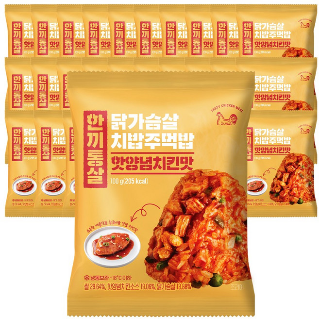 한끼통살 치밥주먹밥 핫양념치킨맛, 30개, 100g