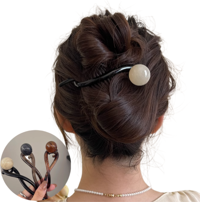 르쏘 물방울 올림머리핀 머리집게 핀 진주 헤어비녀 삔 2개