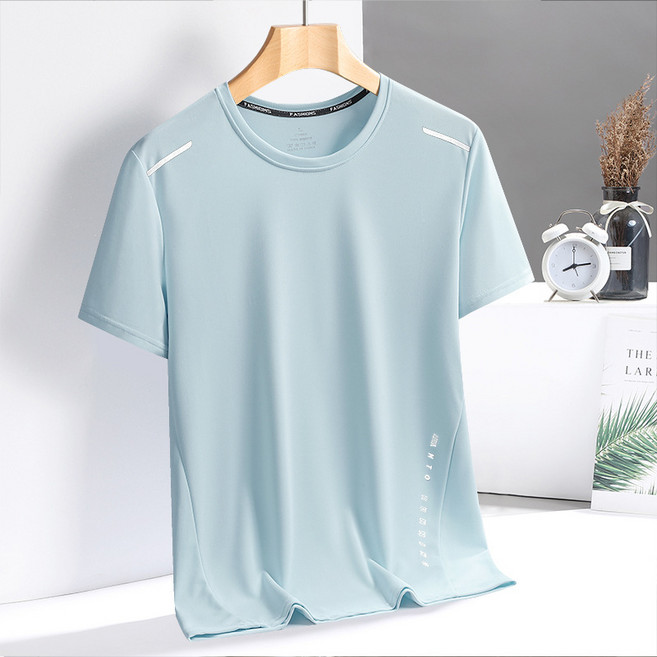 남성용 반팔 티셔츠 속건성 티셔츠 속건성 반팔 아이스 실크 티셔츠 아이스 실크 반팔 여름용 티셔츠 라운드넥 반팔 남성용 티셔츠