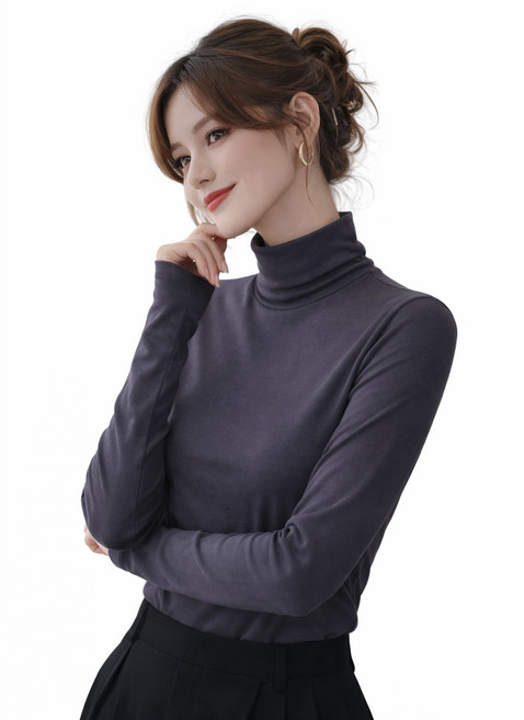 MS HOME 여성 모달 반목 폴라 이너 티셔츠 긴팔