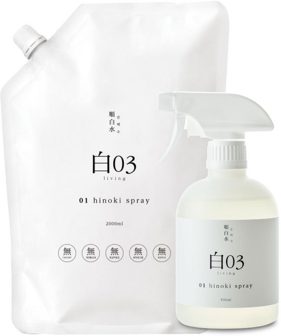 순백수 히노키 스프레이 500ml + 2L, 1개, 2500L
