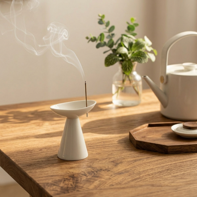 이네즈 도자기 인센스 스틱 홀더 향꽂이 향거치대 인테리어 향받침대 향홀더, 퓨어화이트