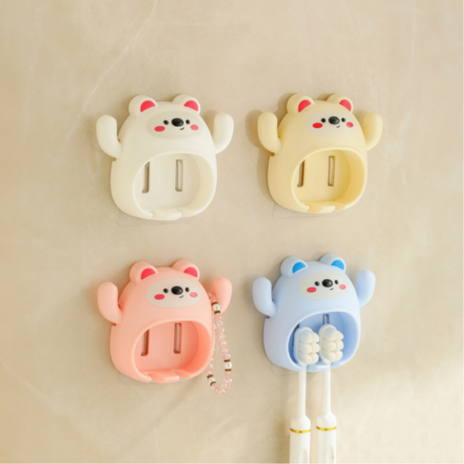 아기곰 칫솔걸이 어린이집 칫솔꽂이 홀더(4컬러), 핑크, 1개