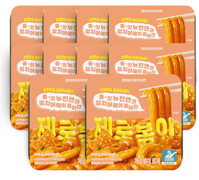 제로볶이 로제 무설탕 뉴진면 떡볶이, 10개, 240g