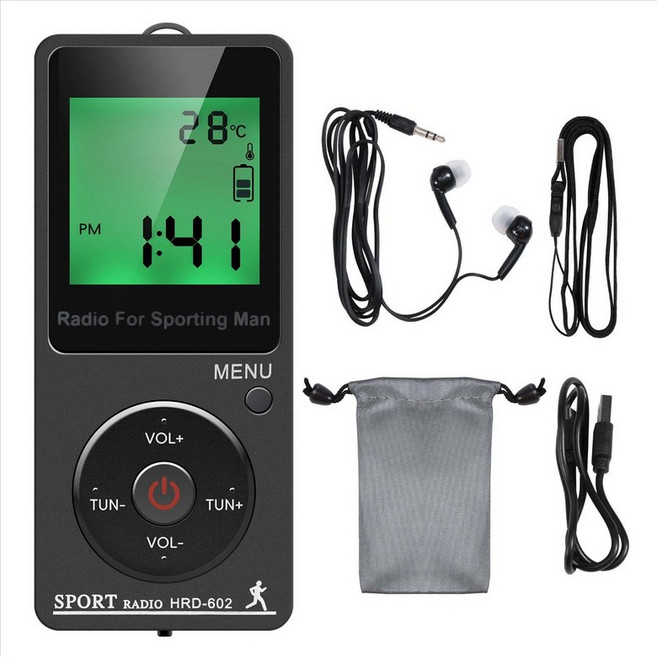 AM FM 휴대용 라디오 개인 라디오 헤드폰이있는 AM FM RECHARGEABLE 배터리 디지털 디스플레이 스테레오 라디오가있는 Walkman Radio, 실버 회색