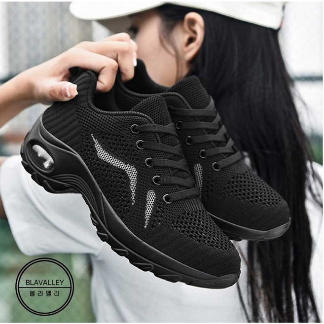 블라벨리 재즈화 라인댄스화 방송댄스화 줌바댄스화 슈즈 스포츠화 경량 사계절 운동화ZH706, 235, 블랙(더블메쉬)