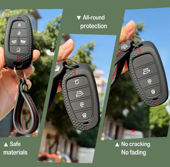현대 넥소 투싼 NX4 소나타 DN8 아제라 스타리아 용 리모트 키체인 키 쉘 커버 케이스 보호, 3BT redline set