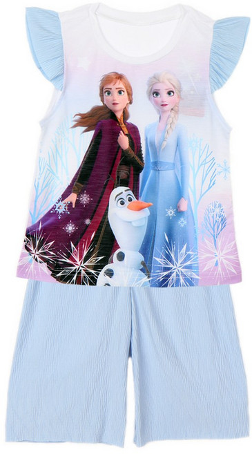 아동잠옷 여아실내복 겨울왕국반팔상하_하늘