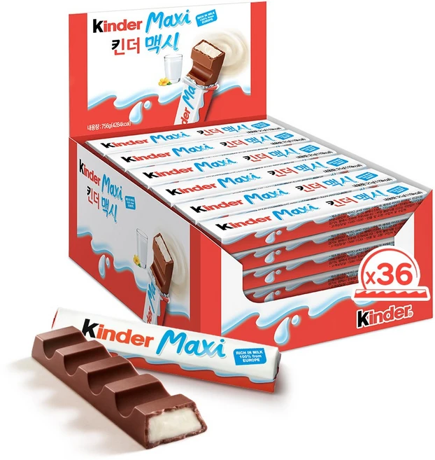 킨더 초콜릿 맥시 T1, 21g, 36개 - 쿠팡