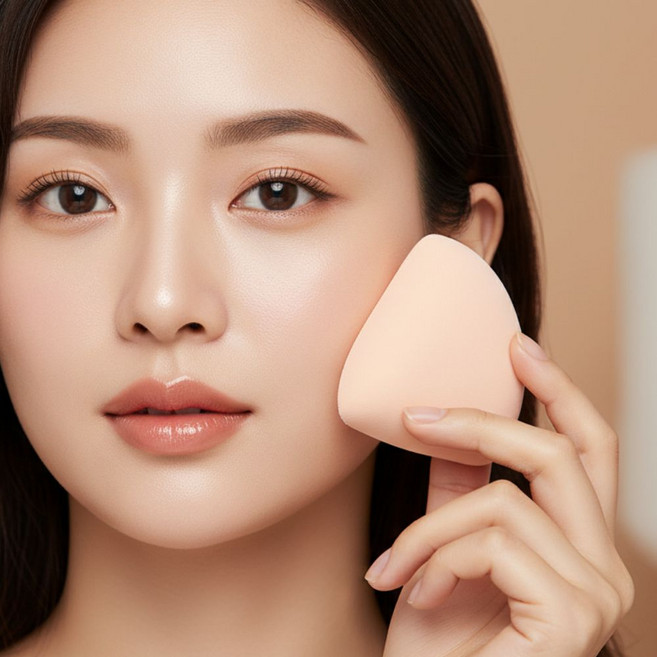 하코인하코 쫀득한 밀착 쿠션 퍼프 10개입 대용량 빨아쓰는 메이크업 파운데이션 퍼프, 10개, 삼각형(스킨색)