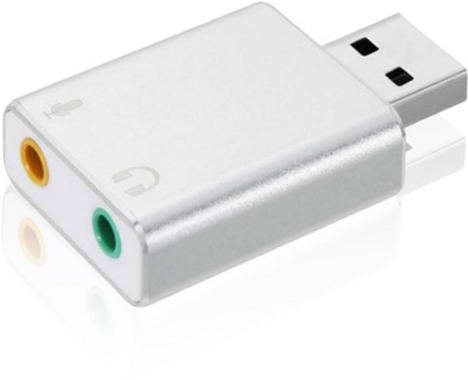 HONG JIN 宏晉 USB外接式音效卡 USB轉3.5mm耳機麥克風 輸出 即插即用 高相容性, 1個, 白色