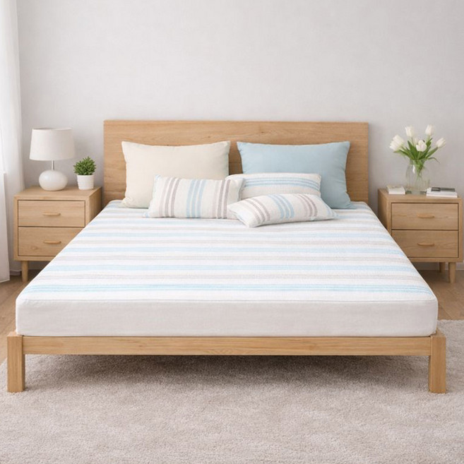 라인하우스 3D메쉬 사계절용 돌침대 전용매트 밀림방지매트 3cm, 스트라이프 넌슬립(미끄럼방지)