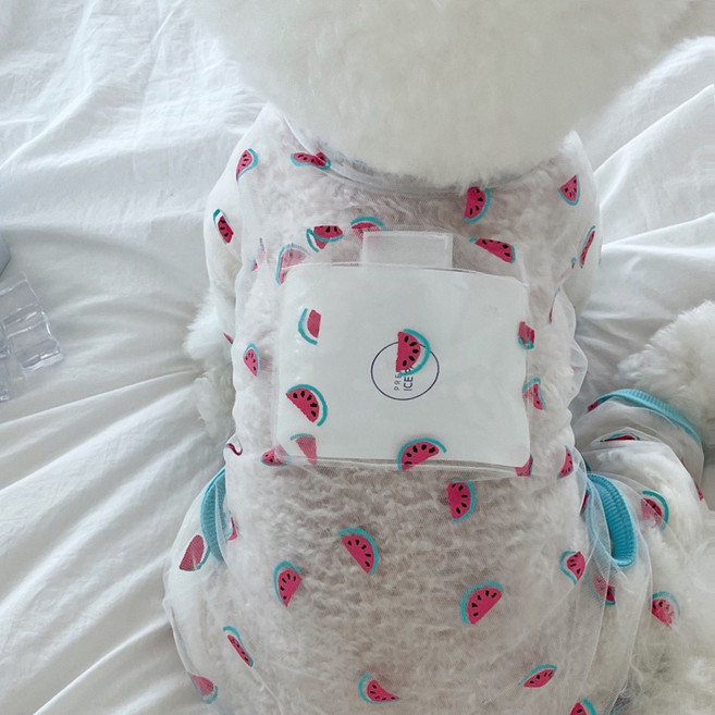 [수박] 강아지 해충방지 옷 진드기 방지 옷 메쉬올인원, 스카이, 1개