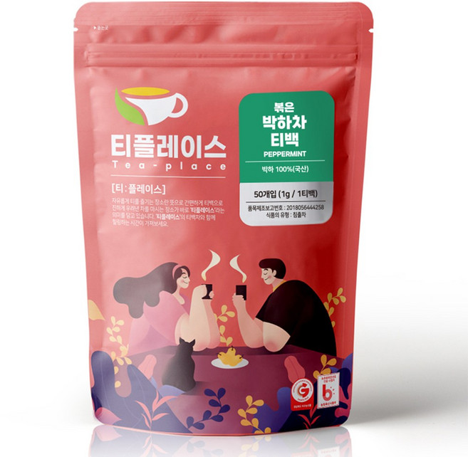 티플레이스 국산 100% 볶은 박하차 삼각티백 50티백 전통차 허브차, 1개, 50개입, 1g