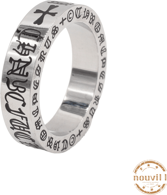 남자 써지컬 반지 티타늄 스틸 빈티지 크로스 각인 모던 심플 액세서리