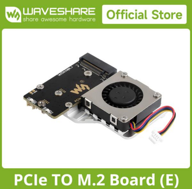 Raspberry Pi 5용 M.2 어댑터 보드E에 대한 Waveshare PCIe 냉각 팬 22422230 크기 NVMe 프로토콜 M.2 SSD와 호환 가능, 1개