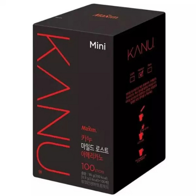 맥심카누 마일드 로스트 아메리카노 미니 0.9gx100T 동서식품, 900mg, 100개입, 1개