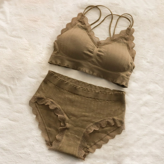 진우 여성 심리스 노와이어 브라렛 팬티 세트 무봉제 편한 레이스 이너웨어